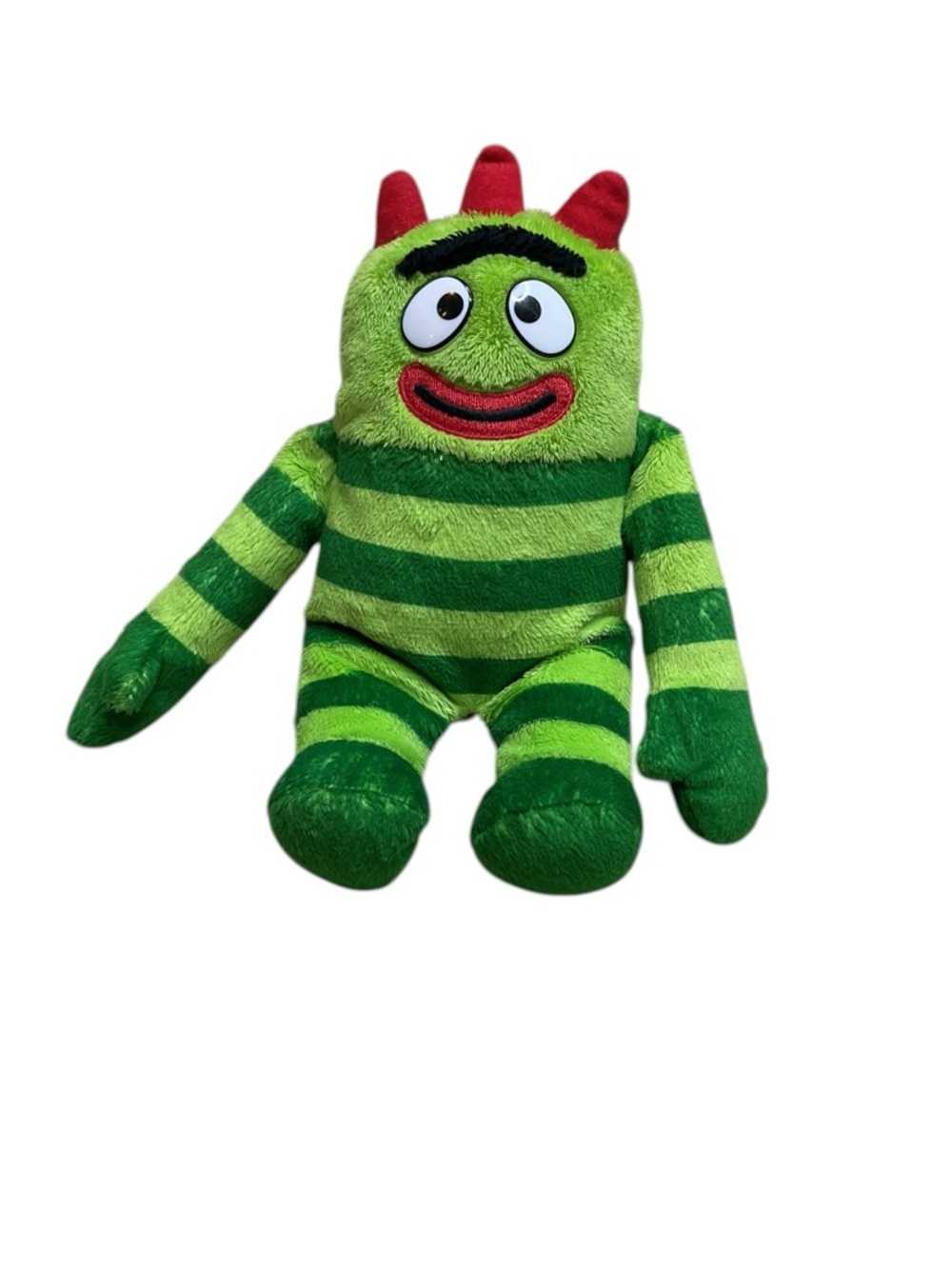 Yo Gabba Gabba Brobee Plush 8” Green Striped Stuffed Toy